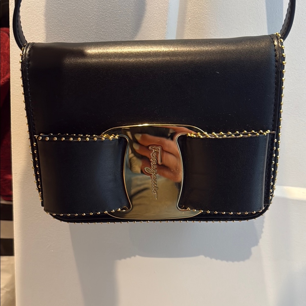 LIKE NEW: Salvatore Ferragamo Black and Gold Women's Bag